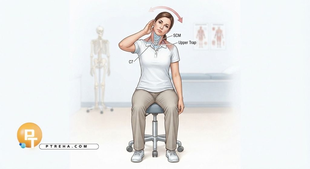 Gentle cervical side bending can provide a comfortable stretch along the side of the neck.